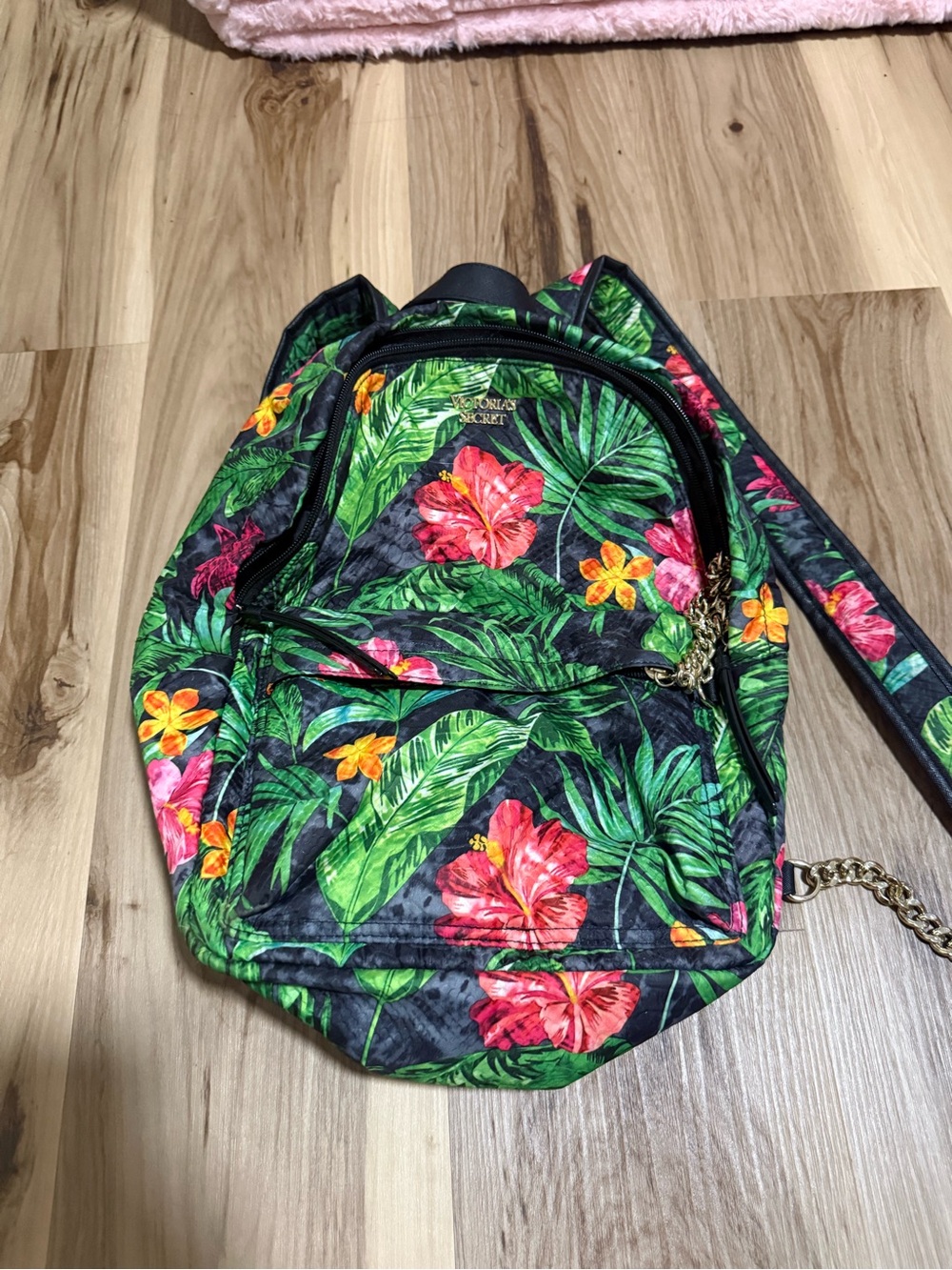 Victoria's Secret Tropical Floral Book Bag - Black/Green